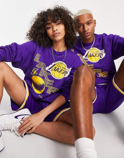 Nike Basketball NBA LA Lakers Courtside unisex fleece graphic crewneck in  purple