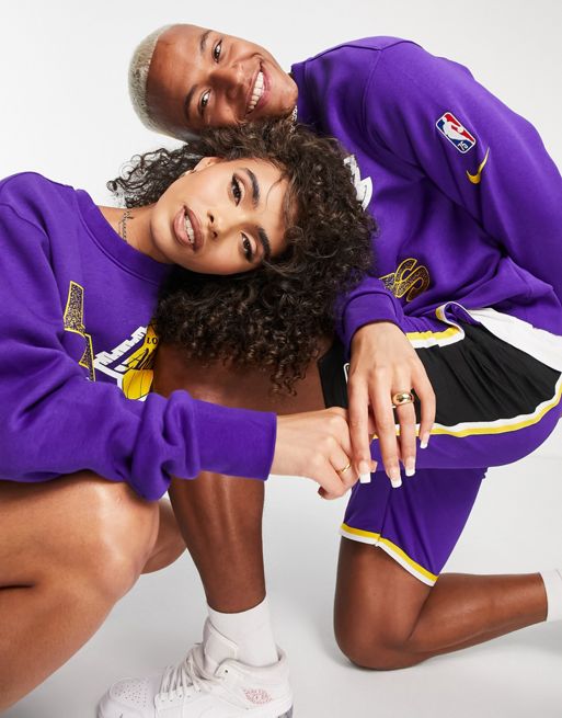 Nike Basketball NBA LA Lakers Courtside unisex fleece graphic crewneck in  purple