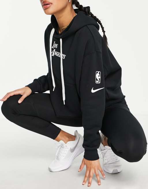 Nike Basketball NBA LA Lakers cropped hoodie in black | ASOS