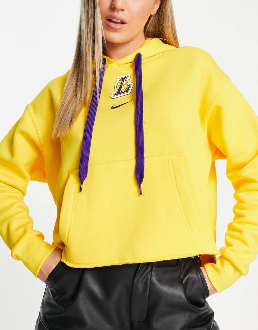 Los Angeles Lakers Nike Women's Courtside Team Cropped Pullover Hoodie -  Gold