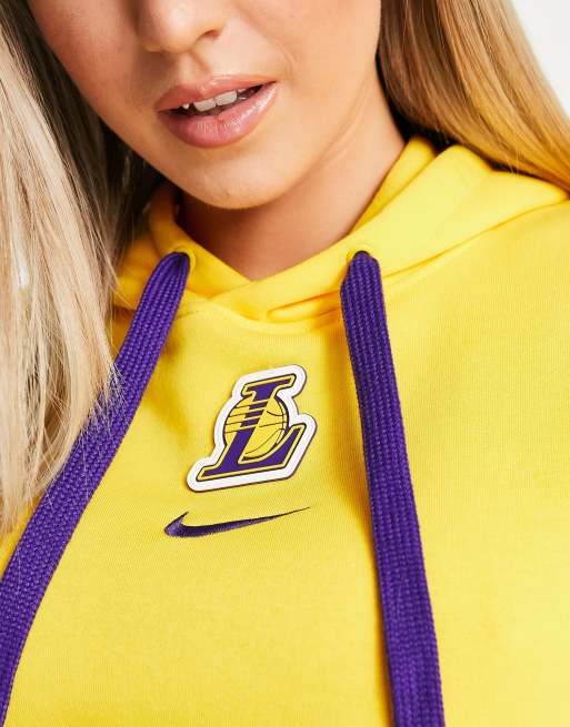 Nike Basketball NBA LA Lakers cropped hoodie in yellow