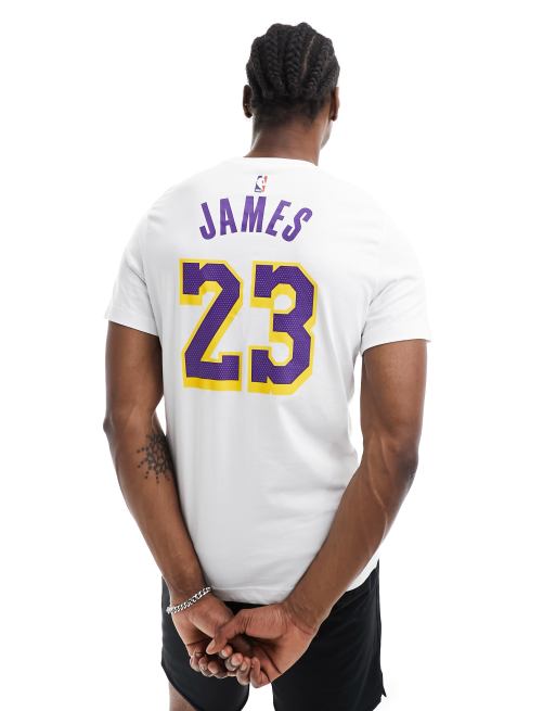 Nike Basketball NBA LA Lakers Dri FIT Lebron James Icons Canotta in jersey viola e bianca ASOS