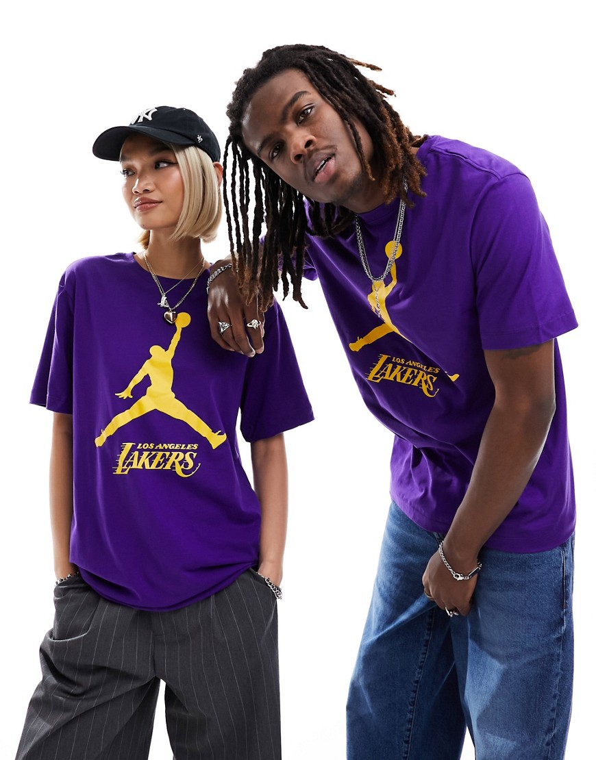 Nike Basketball NBA LA Lakers Jordan unisex graphic t-shirt in purple
