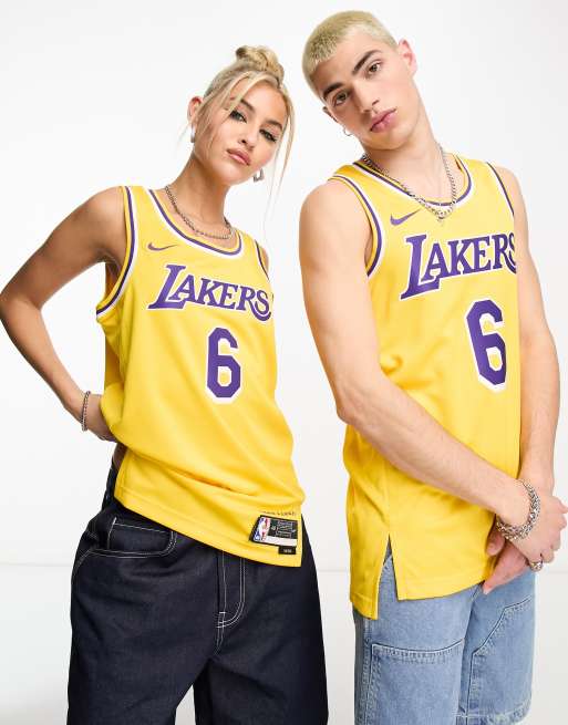 Nike Basketball – NBA LA Lakers Lebron James – Żółty podkoszulek unisex z nadrukiem