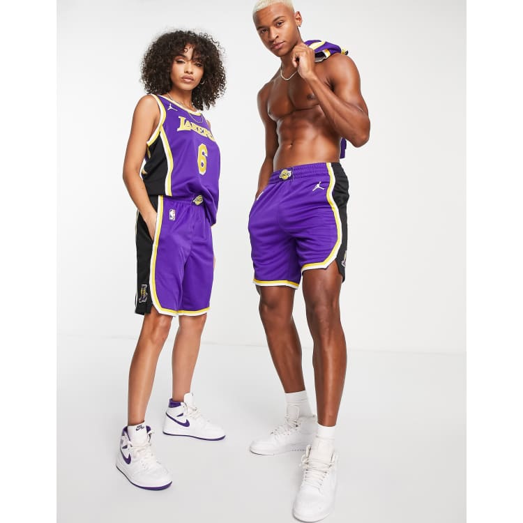 Nike Basketball NBA LA Lakers unisex shorts in purple and black