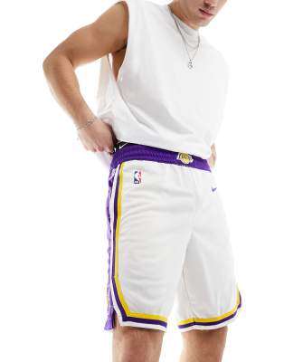 Nike Basketball Nike Basketball NBA LA Lakers unisex association swingman shorts in white