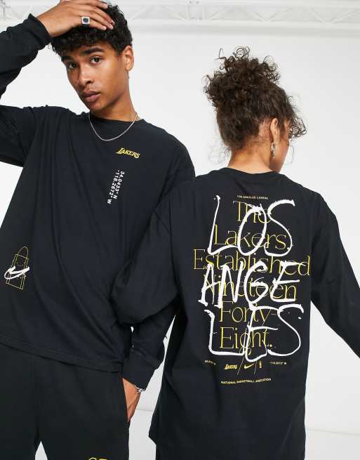 Nike Basketball NBA LA Lakers unisex back logo long sleeve t-shirt in black