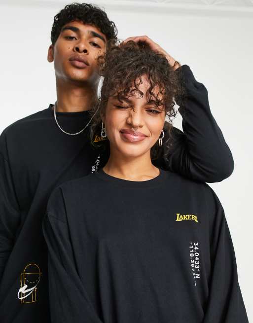 Nike Basketball NBA LA Lakers unisex logo graphic long sleeved t-shirt in  black