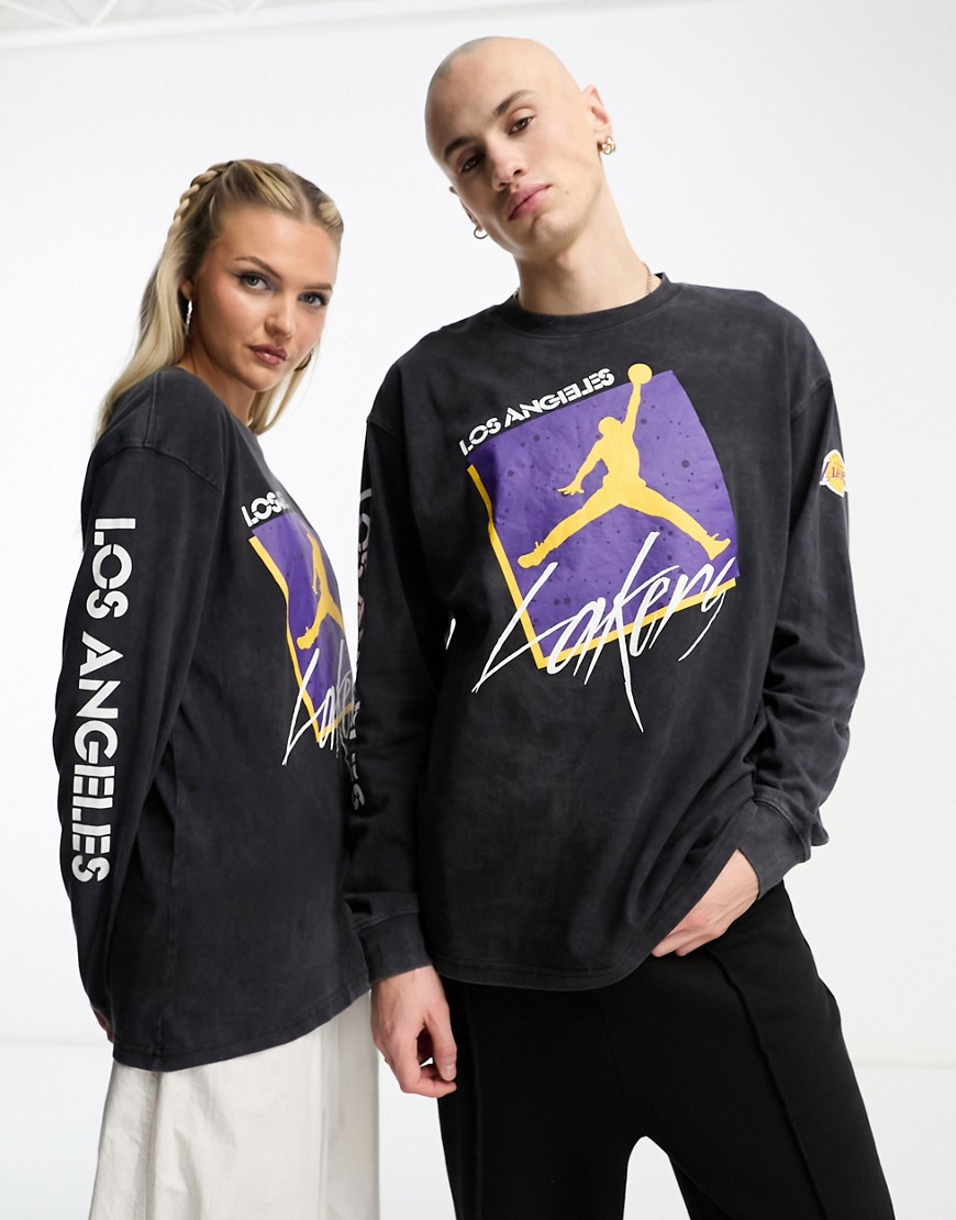 Nike Basketball NBA LA Lakers unisex graphic long sleeve t-shirt in black and purple