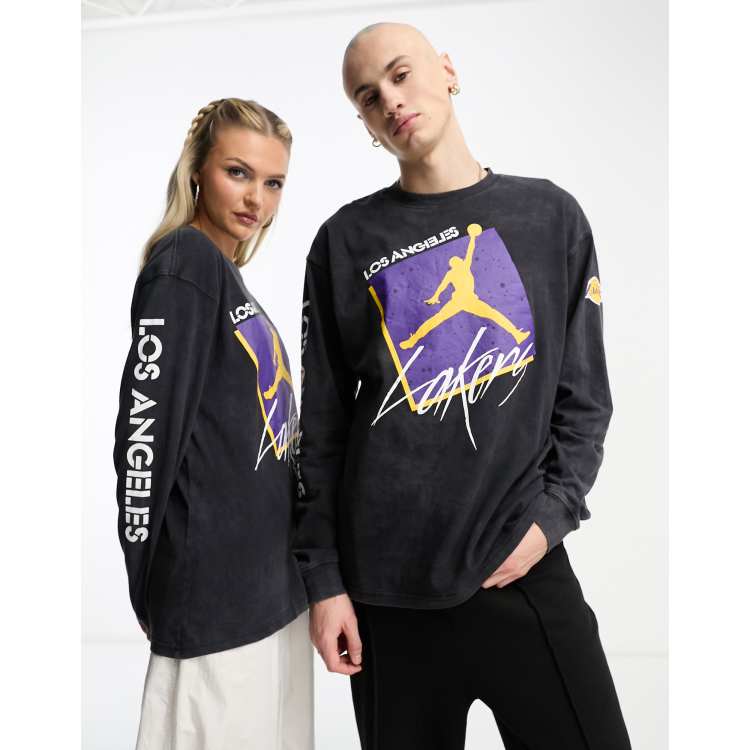 Nike Basketball NBA LA Lakers unisex graphic long sleeve t-shirt in black  and purple