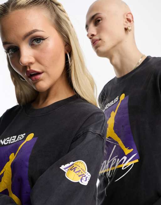 Nike Basketball NBA LA Lakers unisex graphic long sleeve t-shirt in black  and purple