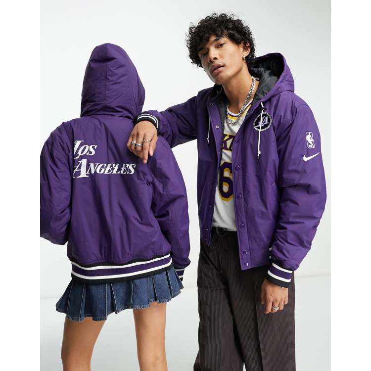 Lakers Cropped Letterman Jacket - Black