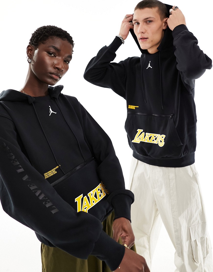 Nike Basketball NBA LA Lakers unisex Jordan graphic hoodie in black and yellow
