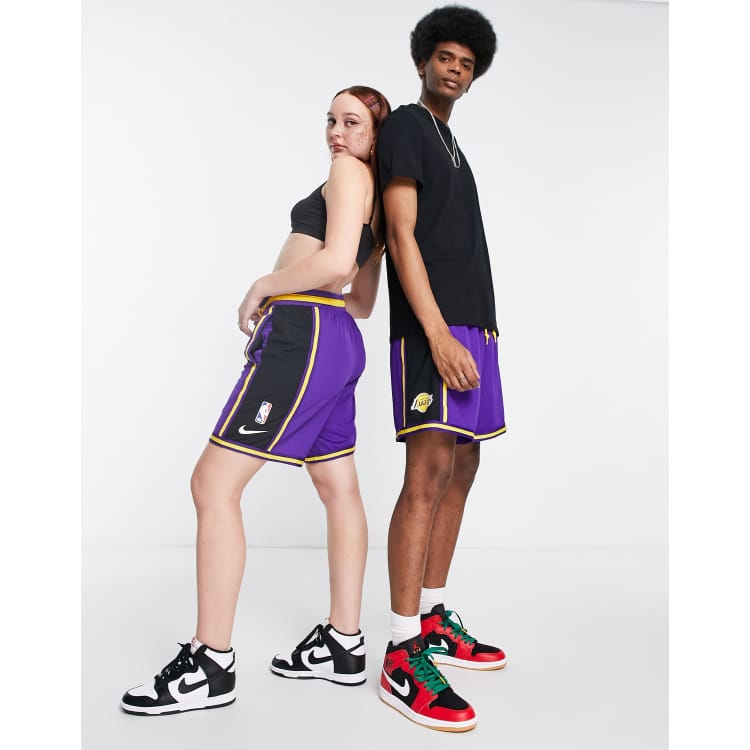 Nike Basketball NBA LA Lakers unisex shorts in purple and black