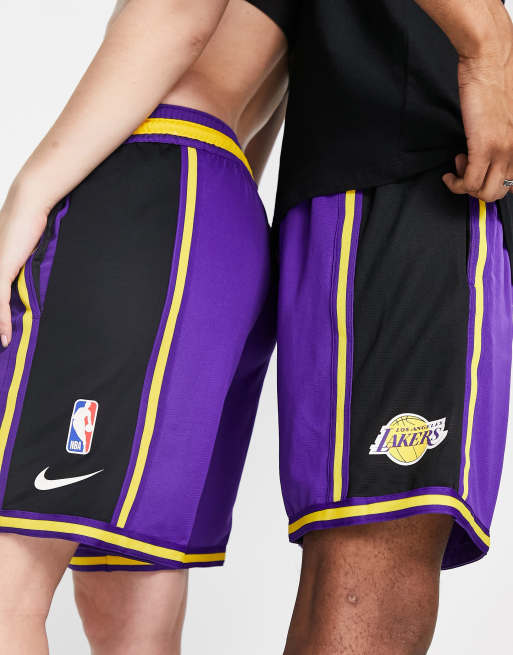 Nike Basketball NBA LA Lakers unisex shorts in purple and black