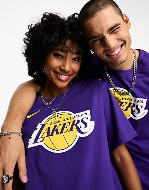 Nike Basketball NBA LA Lakers unisex team logo graphic t-shirt in field purple