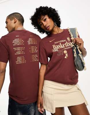 Nike Basketball – NBA Team 31 – Brun t-shirt med tryck baktill - view 1