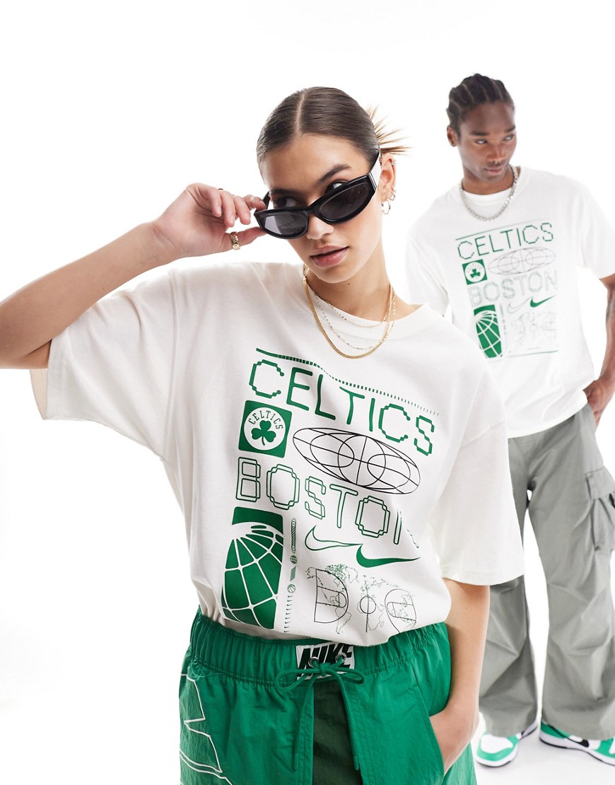 Nike Basketball NBA Unisex Boston Celtics J graphic t-shirt in sail-White