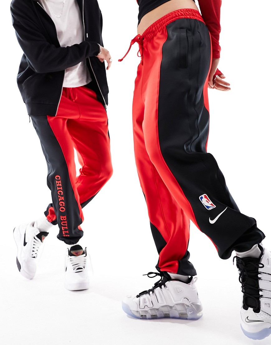 Nike Basketball NBA Unisex Chicago Bulls Dri-FIT joggers in red and black