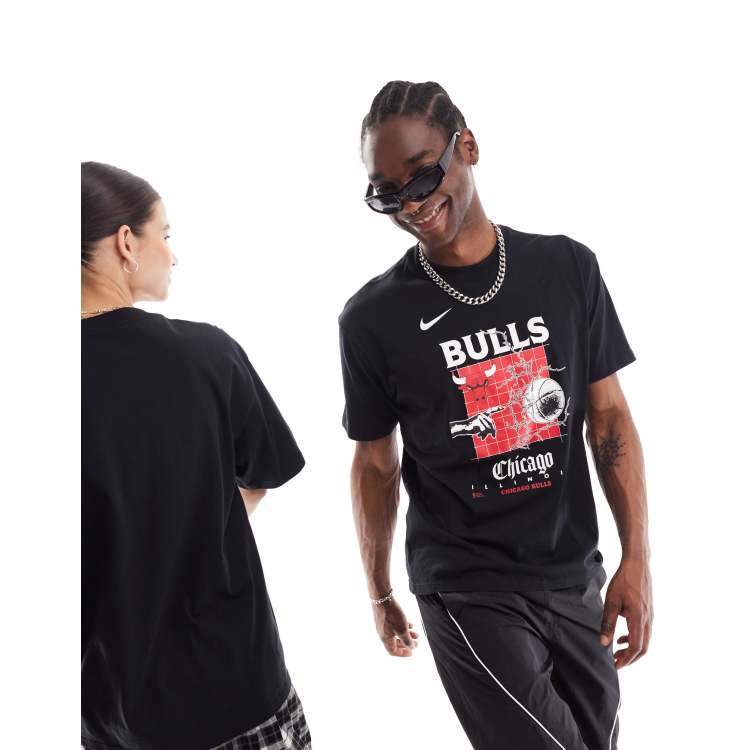 Nike Basketball NBA Unisex Chicago Bulls logo t shirt in black ASOS