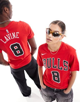 Nike Basketball NBA Unisex Chicago Bulls Zach Lavine essential t-shirt in red  - ASOS Price Checker