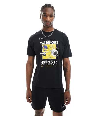 Nike Basketball NBA Unisex  Golden State Warriors logo t-shirt in black