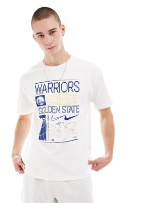 Nike Basketball NBA Unisex Golden State Warriors logo t-shirt in sail-White