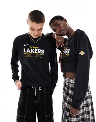 Nike Basketball NBA Unisex LA Lakers graphic long sleeve in black  - ASOS Price Checker