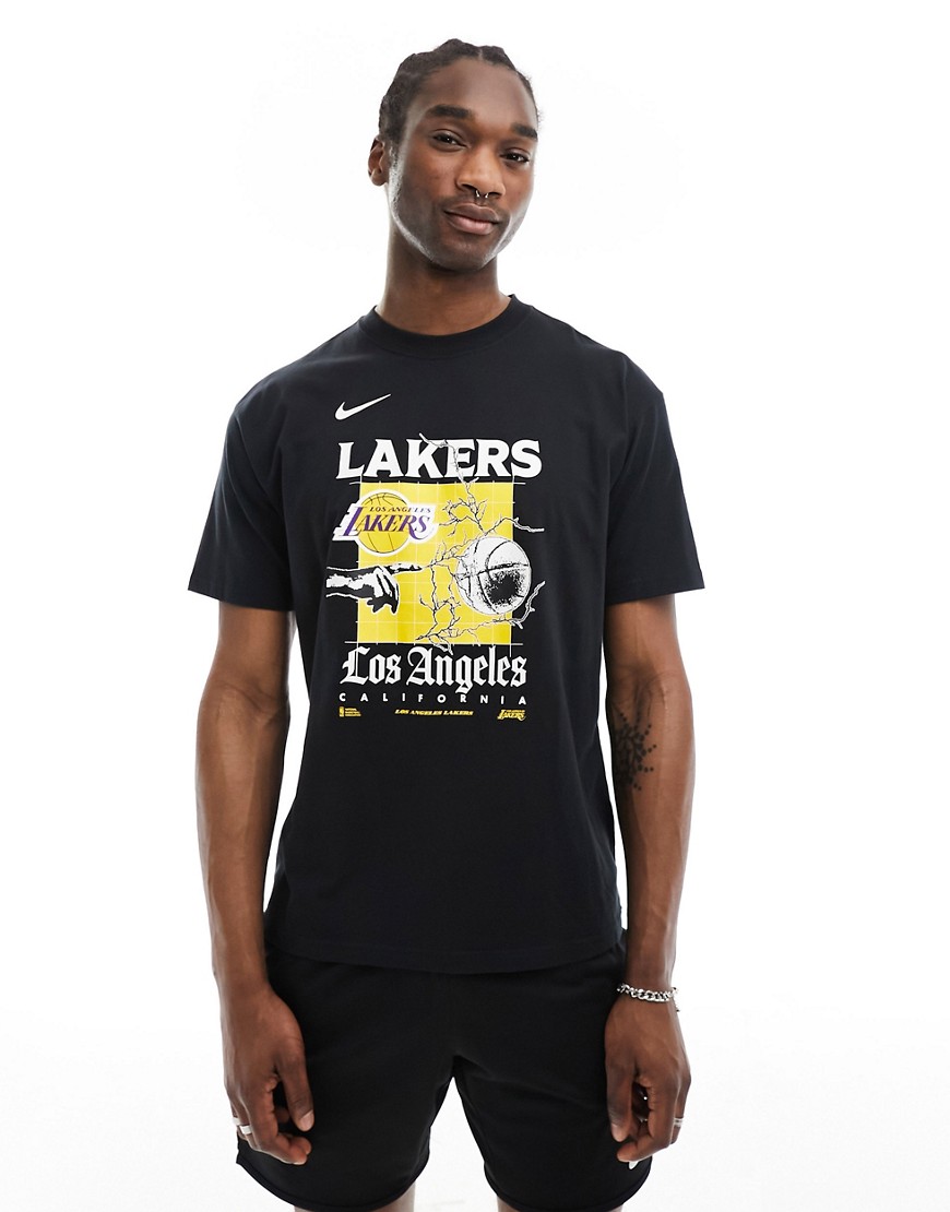 Nike Basketball NBA Unisex LA Lakers graphic t-shirt in black