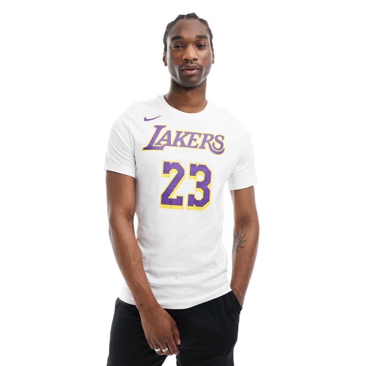 Nike Basketball NBA Unisex LA Lakers Lebron James essential graphic t shirt in white ASOS