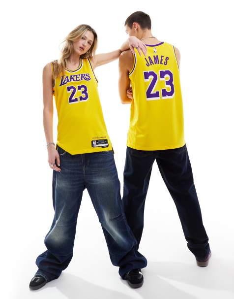 Nike Basketball NBA Unisex LA Lakers Lebron James jersey vest in yellow - view 1
