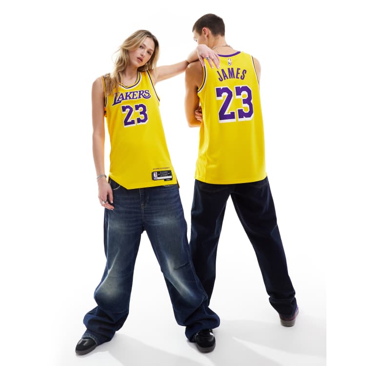 Nike Basketball NBA Unisex LA Lakers Lebron James jersey vest in yellow ASOS