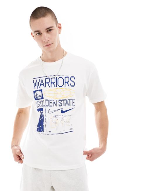 Nike Basketball - NBA - Unisex T-shirt met Golden State Warriors logo in zeilwit
