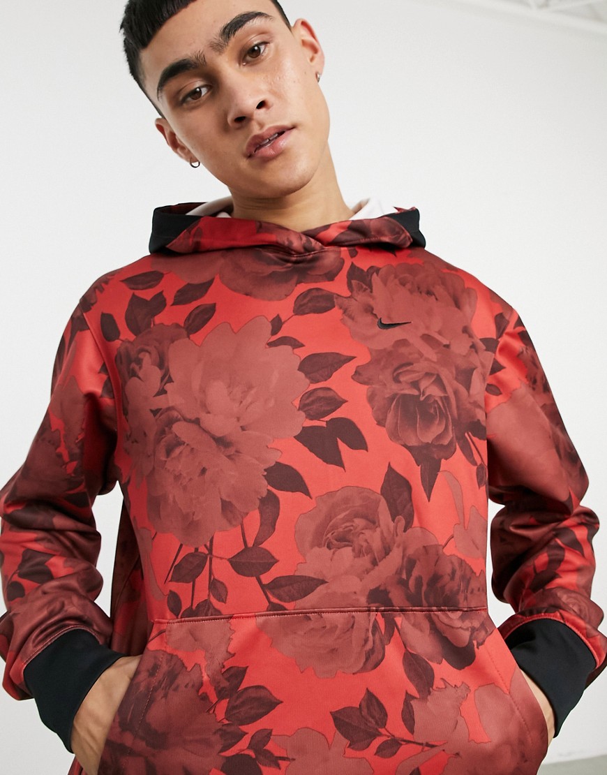 Nike Basketball Spotlight all over floral print hoodie in red