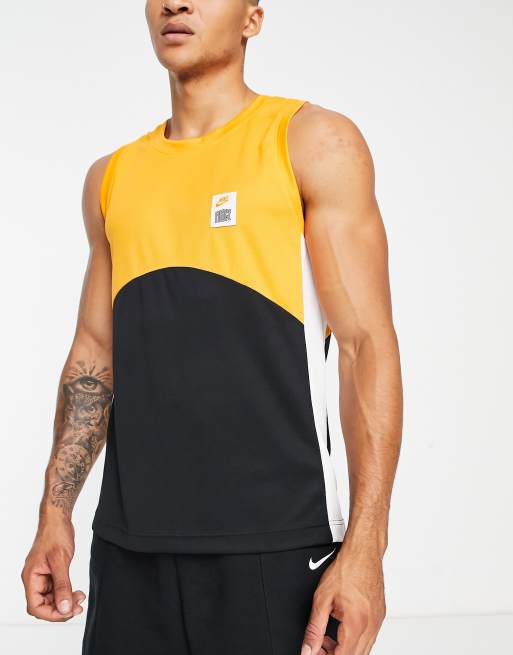 Nike Basketball - Starting 5 - Débardeur effet color block en jersey - Jaune