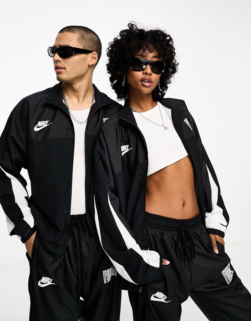 Shop Nike Basketball Starting Five Woven Jacket In Black And White