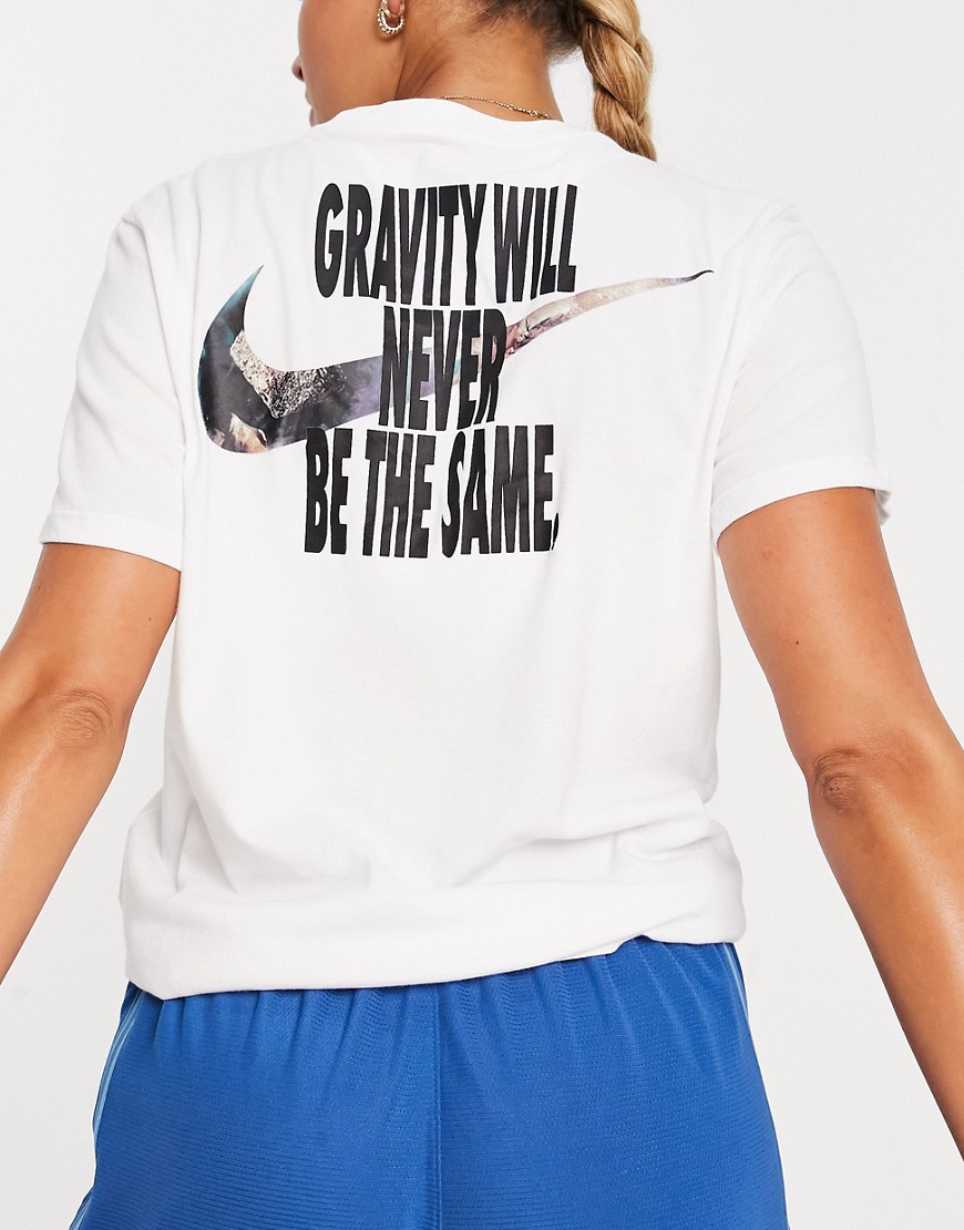 Nike Basketball Swoosh Fly seasonal graphic print t-shirt in white