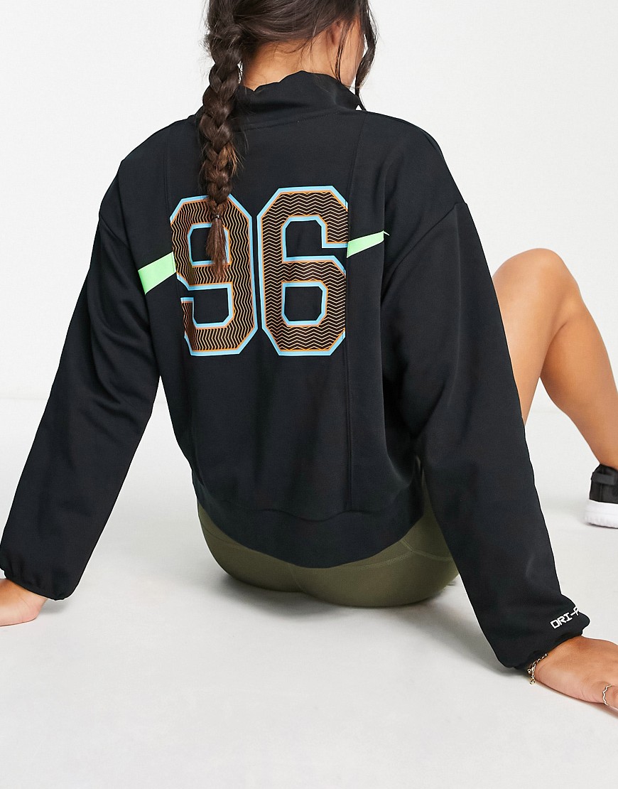 Nike Basketball Swoosh half zip sweatshirt with back print in black