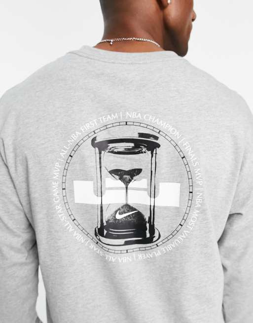 Nike Basketball – Szary T-shirt z długimi rękawami i ze wzorem