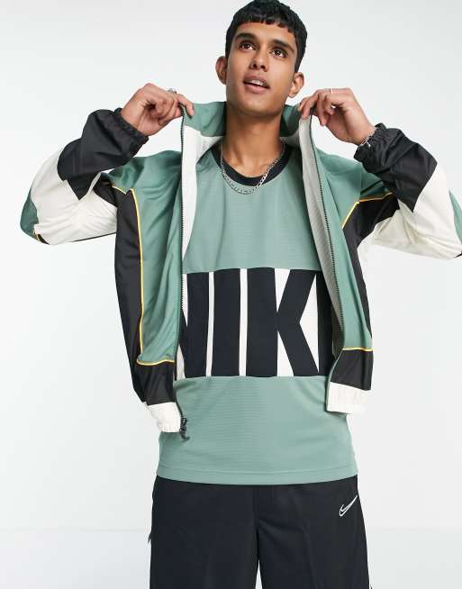 Nike Basketball Throwback jacket in green ASOS