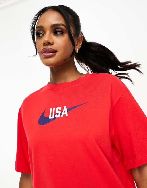 Bror spise Fyrretræ Nike Basketball USA Swoosh t-shirt in red | ASOS