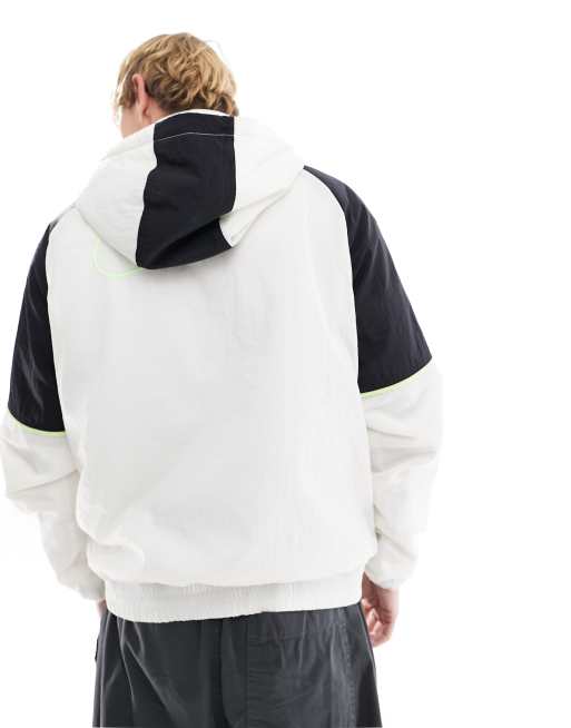 Nike Basketball woven panel half zip jacket in black and white