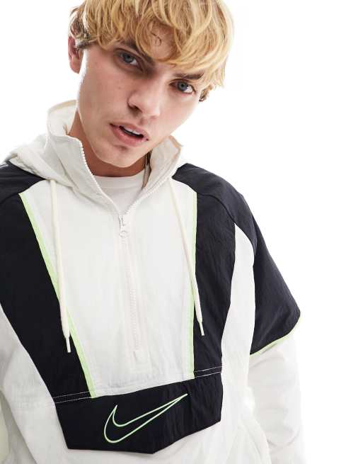 Nike Basketball woven panel half zip jacket in black and white | ASOS