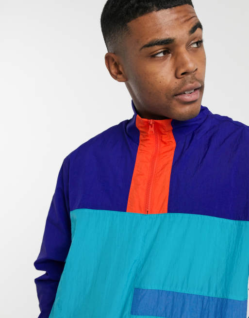 Retro color sale block windbreaker