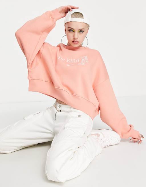 Nike - Be Kind - Felpa corta girocollo in pile colore radice di robbia