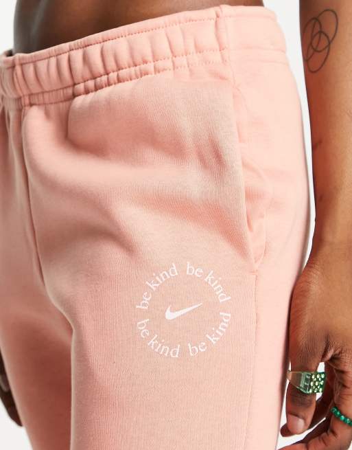 Nike Unisex plush mini swoosh fleece joggers in rattan beige