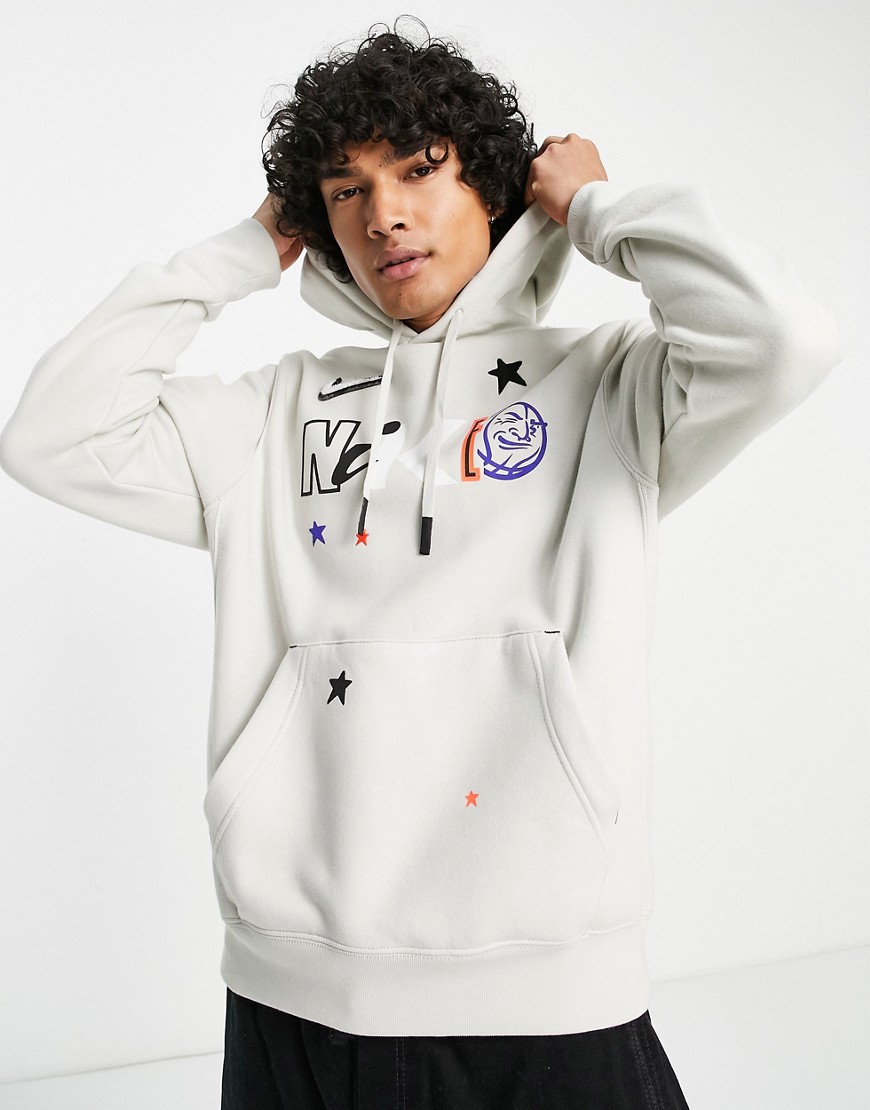 Nike Be True Pack back print graphic hoodie in stone-Neutral