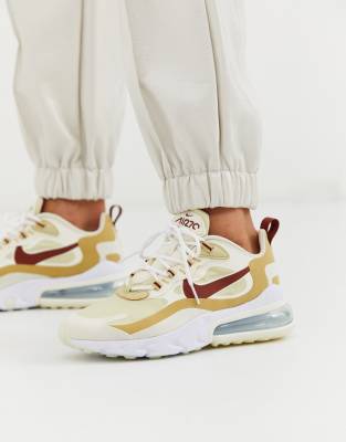 nike air max 270 react trainers in white and beige