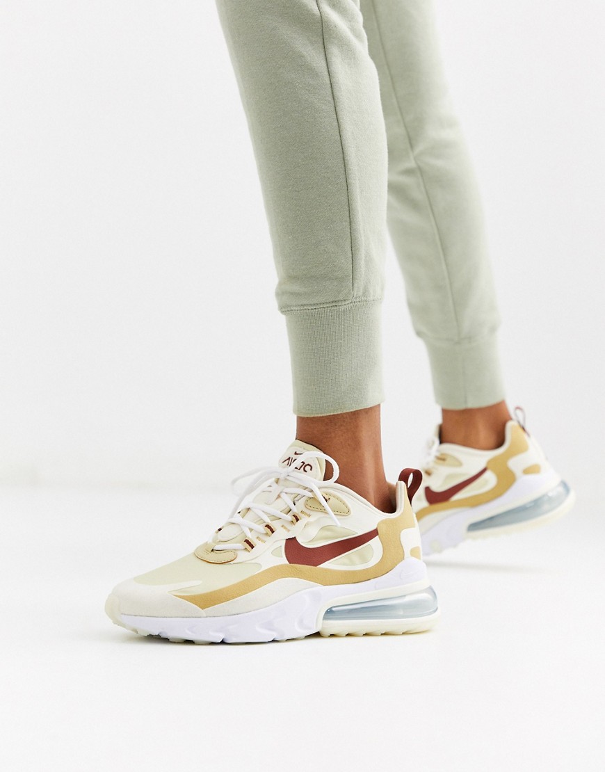 Nike beige Air Max 270 React trainers-Cream