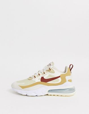 nike air max 270 react trainers in white and beige